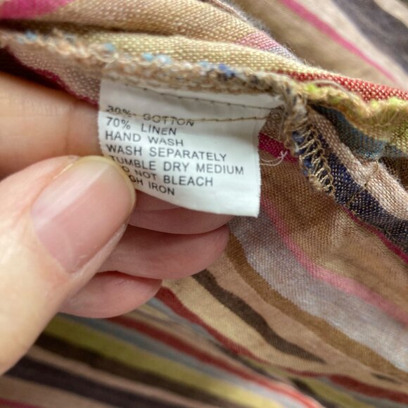 Womens Spring Breeze Striped Linen Blend Button Tunic 3/4 Sleeve 2XL - Picture 10 of 11